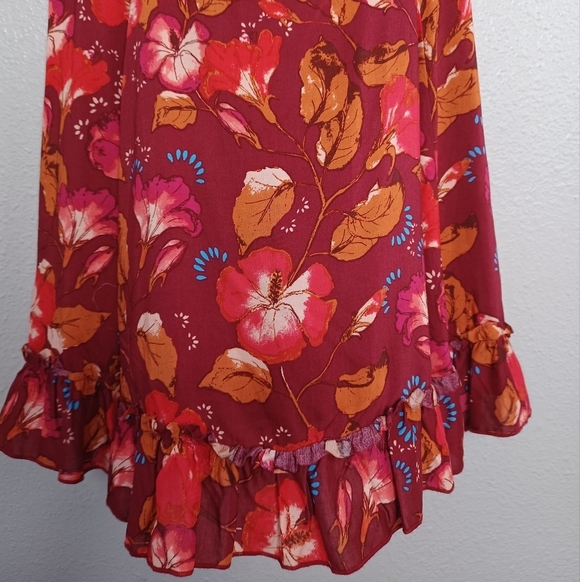 Intimately Free People Lattice Lovers Lace-Up Floral Ruffle Mini Dress - Picture 5 of 14